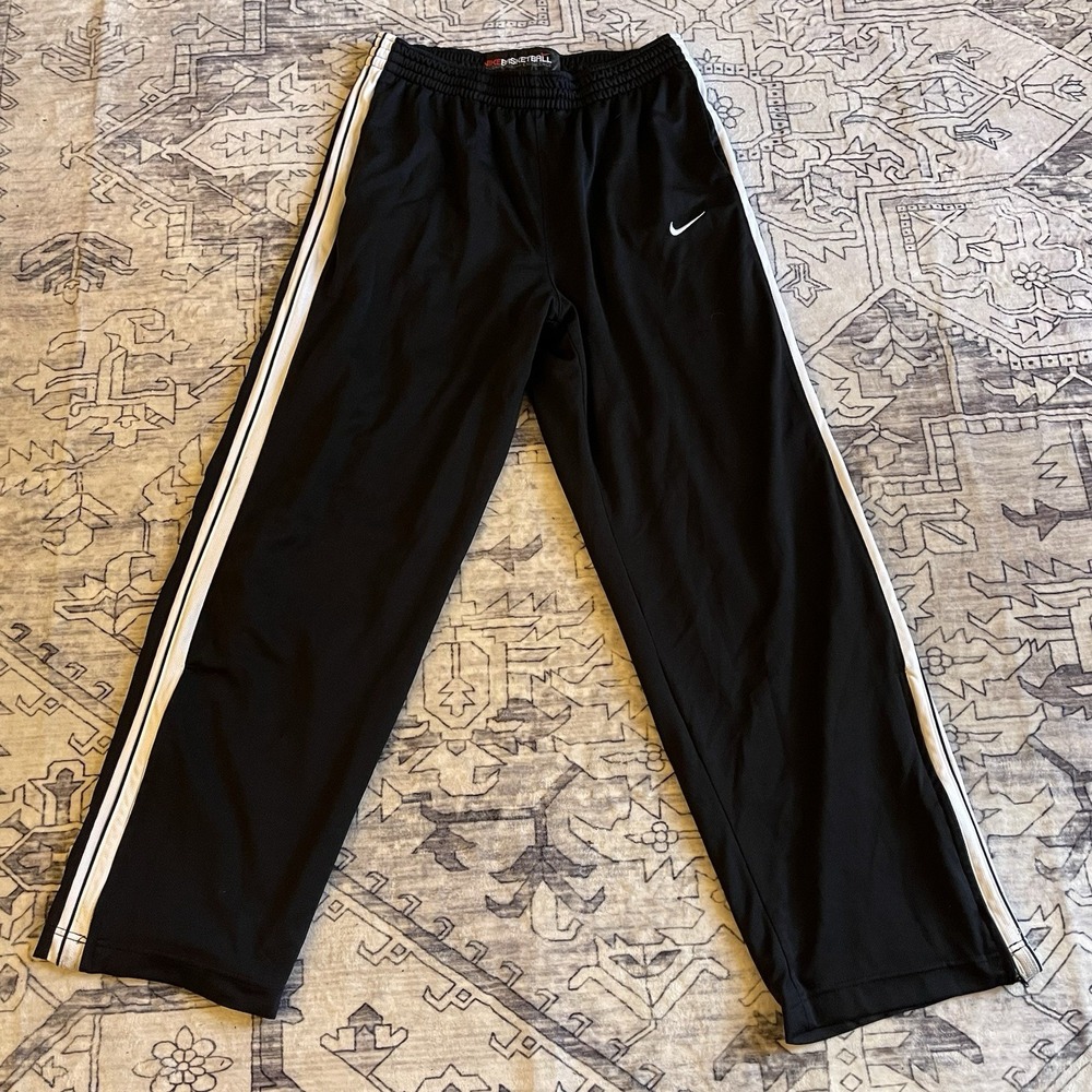 Vintage Nike Basketball Open Bottom Track Pants Men's XL Black 90s Y2K Air